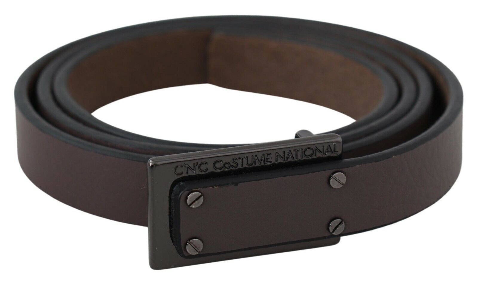 Brown Leather Tactical Logo Screw Buckle Belt - 100-cm-40-inches