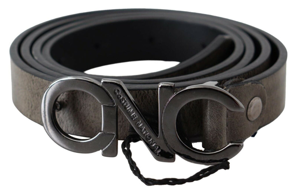 Dark Brown Leather Letter Logo Buckle Belt - 100-cm-40-inches