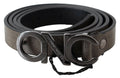 Dark Brown Leather Letter Logo Buckle Belt - 100-cm-40-inches