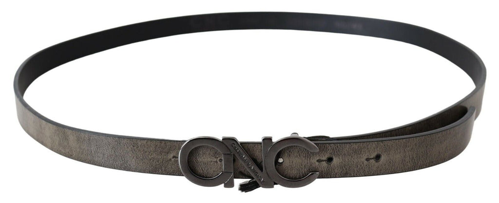 Dark Brown Leather Letter Logo Buckle Belt - 100-cm-40-inches