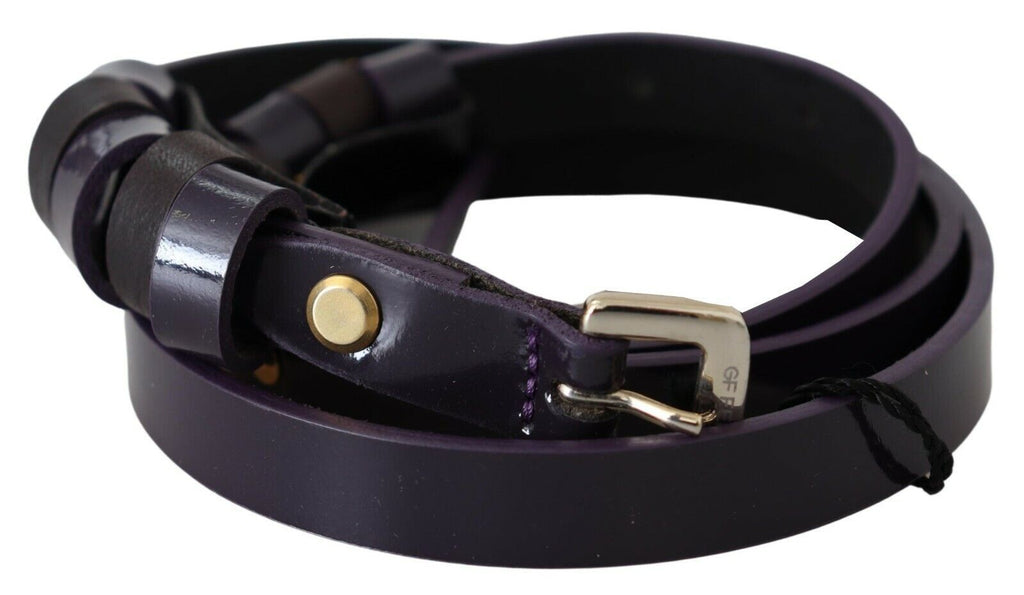 Silver Logo Buckle Waist Women's Slim Belt - 85-cm-34-inches
