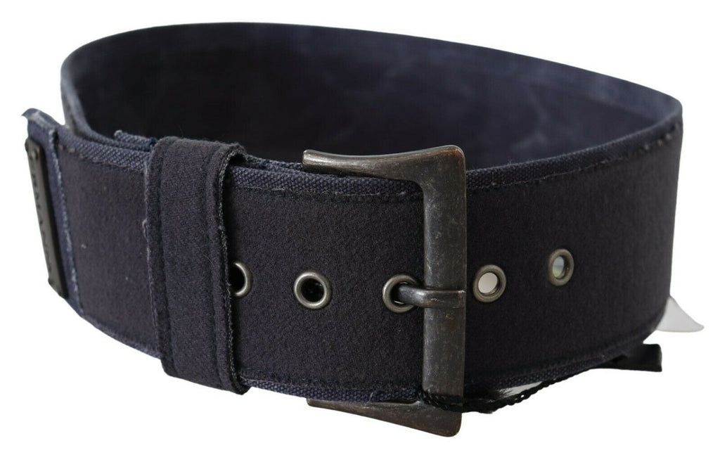 Black Navy Blue Wide Square Rustic Buckle Belt - 70-cm-28-inches
