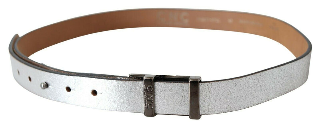 Brown Metallic Silver Leather Belt - 85-cm-34-inches
