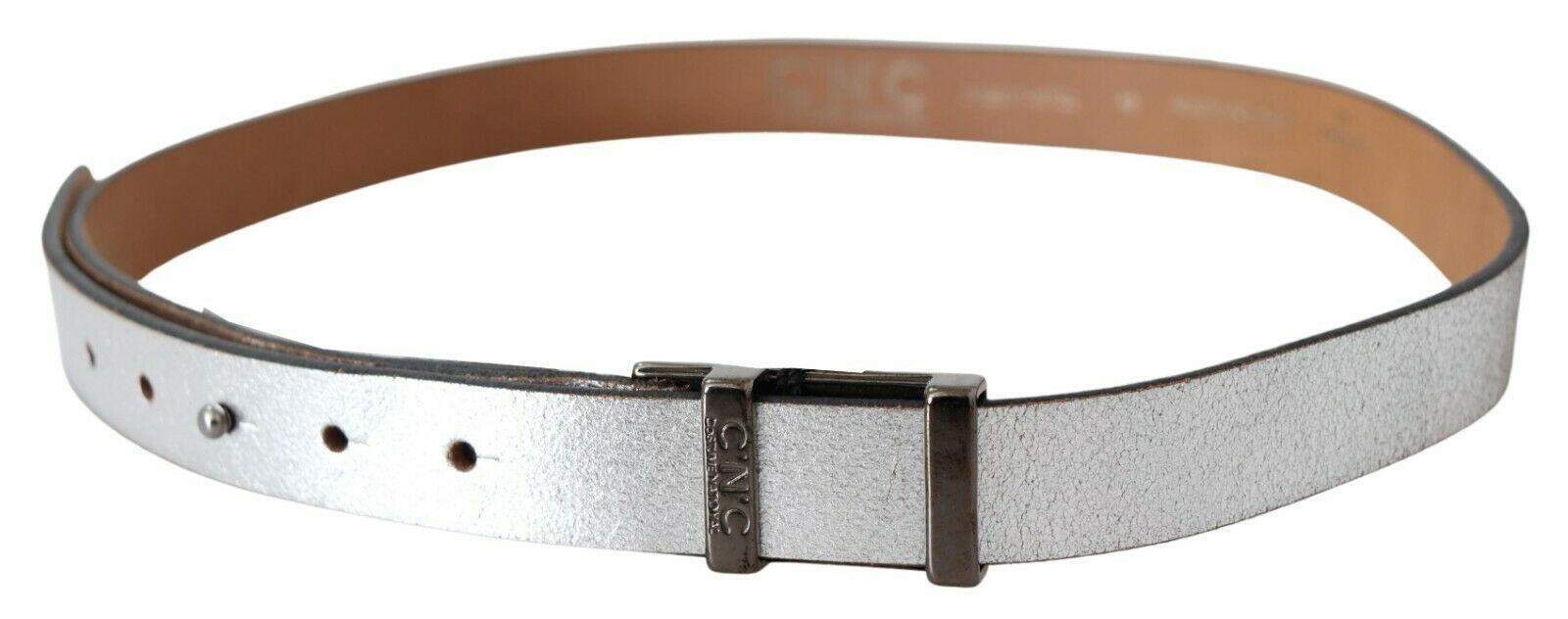 Brown Metallic Silver Leather Belt - 85-cm-34-inches