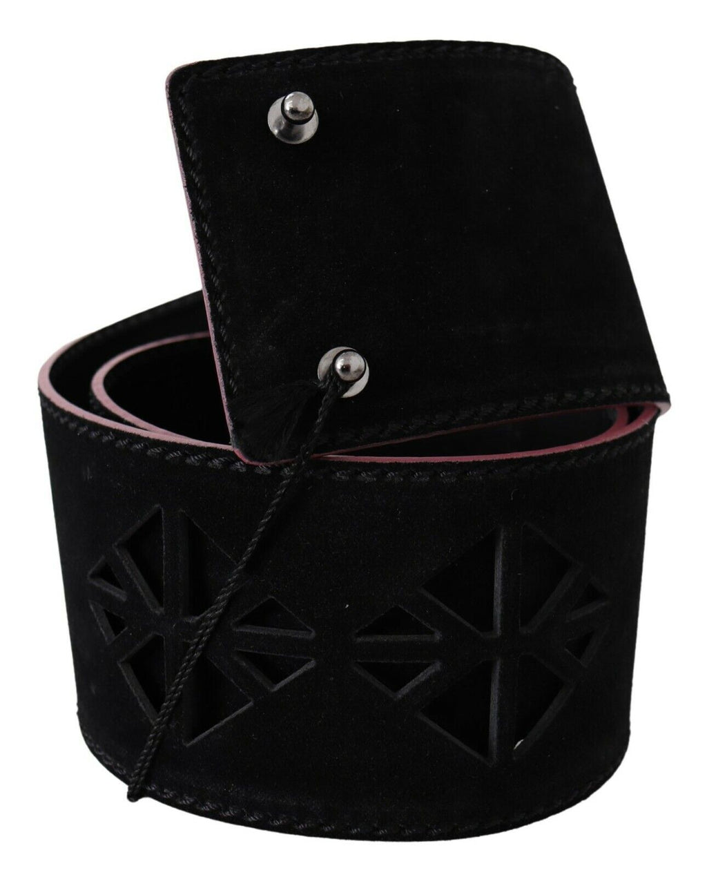 Black Leather Wide Waist Studded Women Belt - 85-cm-34-inches