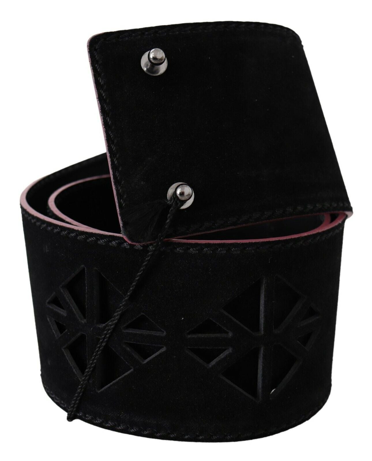 Black Leather Wide Waist Studded Women Belt - 85-cm-34-inches