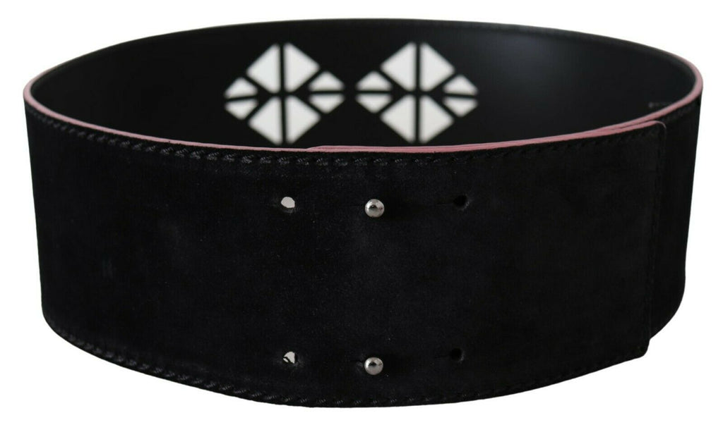 Black Leather Wide Waist Studded Women Belt - 85-cm-34-inches
