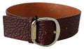 Bordeaux Wide Leather Waist Gold Silver Belt - 70-cm-28-inches