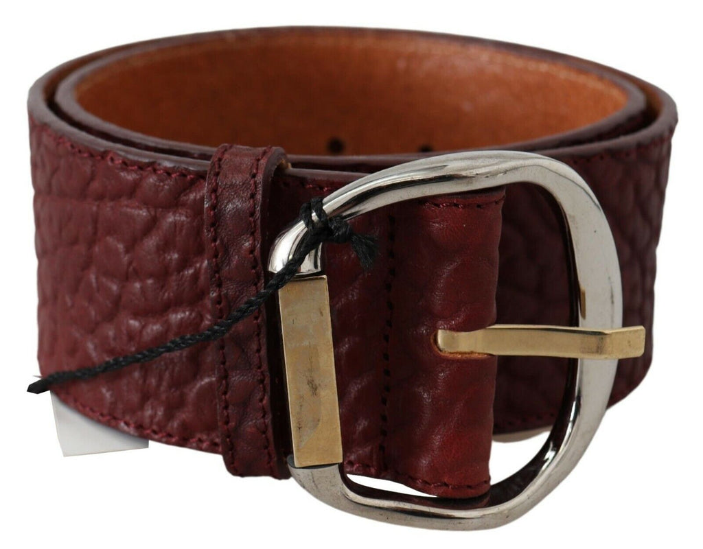 Bordeaux Wide Leather Waist Gold Silver Belt - 70-cm-28-inches