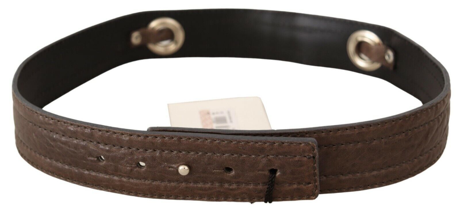 Brown Leather Silver Fastening Belt - 80-cm-32-inches