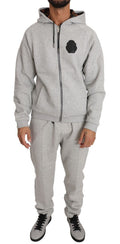 Gray Cotton Sweater Pants Set Tracksuit - xxl