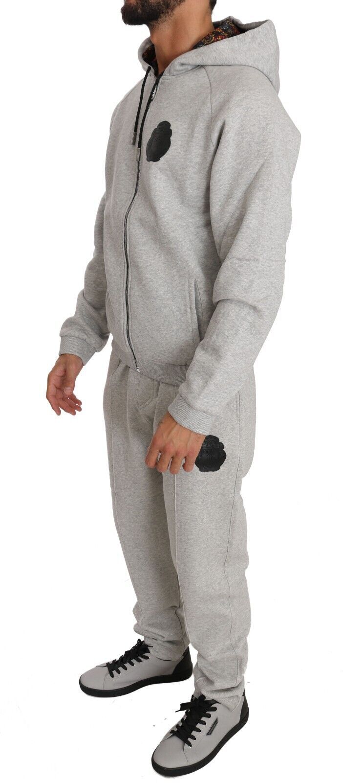 Gray Cotton Sweater Pants Set Tracksuit - xxl