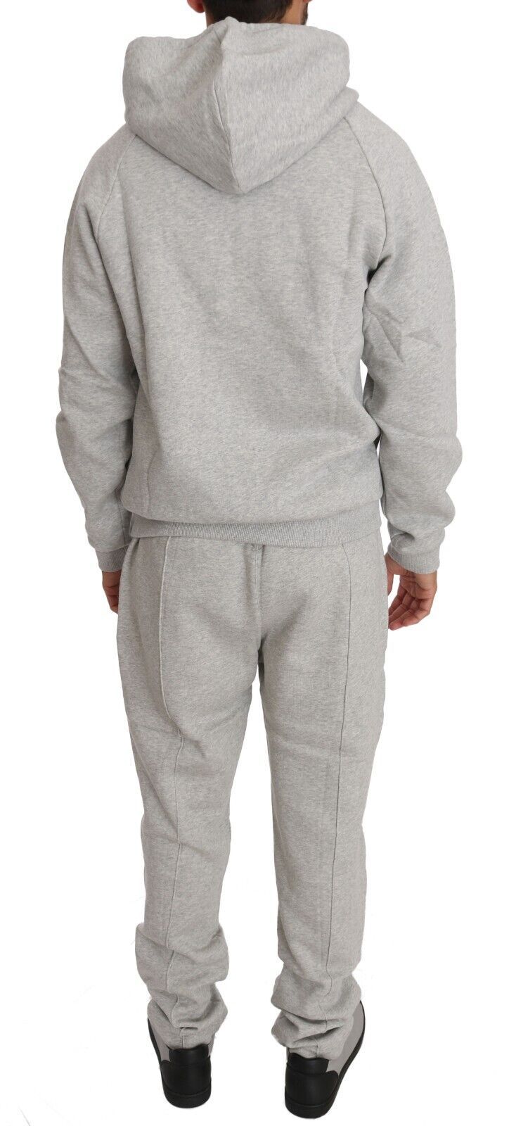 Gray Cotton Sweater Pants Set Tracksuit - xxl