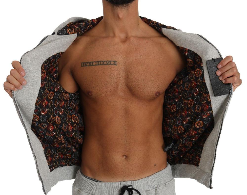 Gray Cotton Sweater Pants Set Tracksuit - xxl