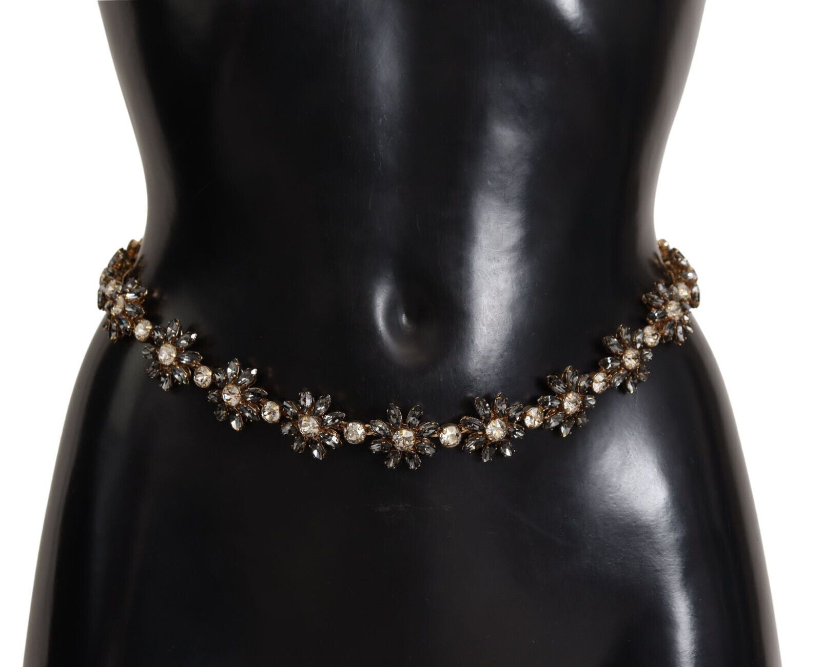 Black Daisy Crystal Dauphine Texture Belt - 75-cm-30-inches
