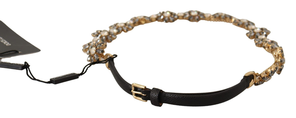 Black Daisy Crystal Dauphine Texture Belt - 85-cm-34-inches