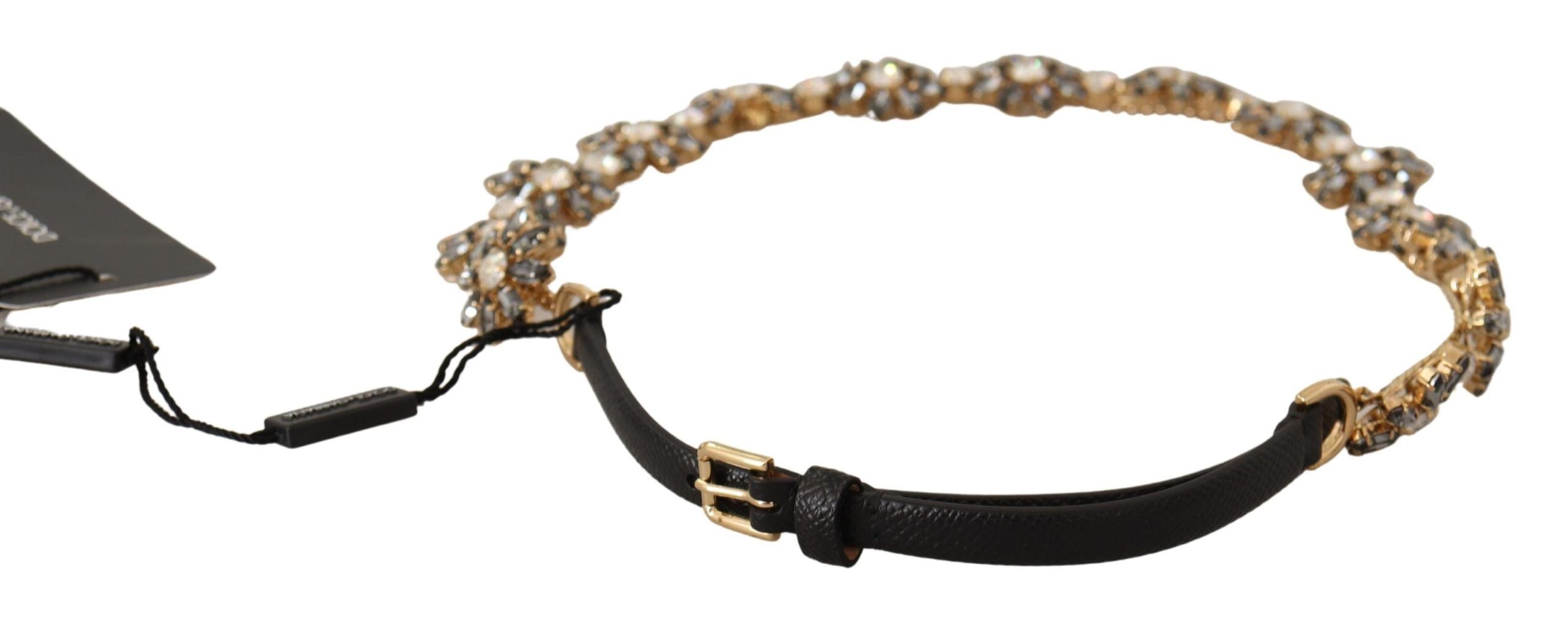 Black Daisy Crystal Dauphine Texture Belt - 85-cm-34-inches