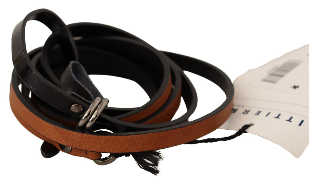 Brown Leather Silver Tone Buckle Belt - 100-cm-40-inches