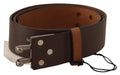 Brown Leather Silver Buckle Waist Belt - 85-cm-34-inches