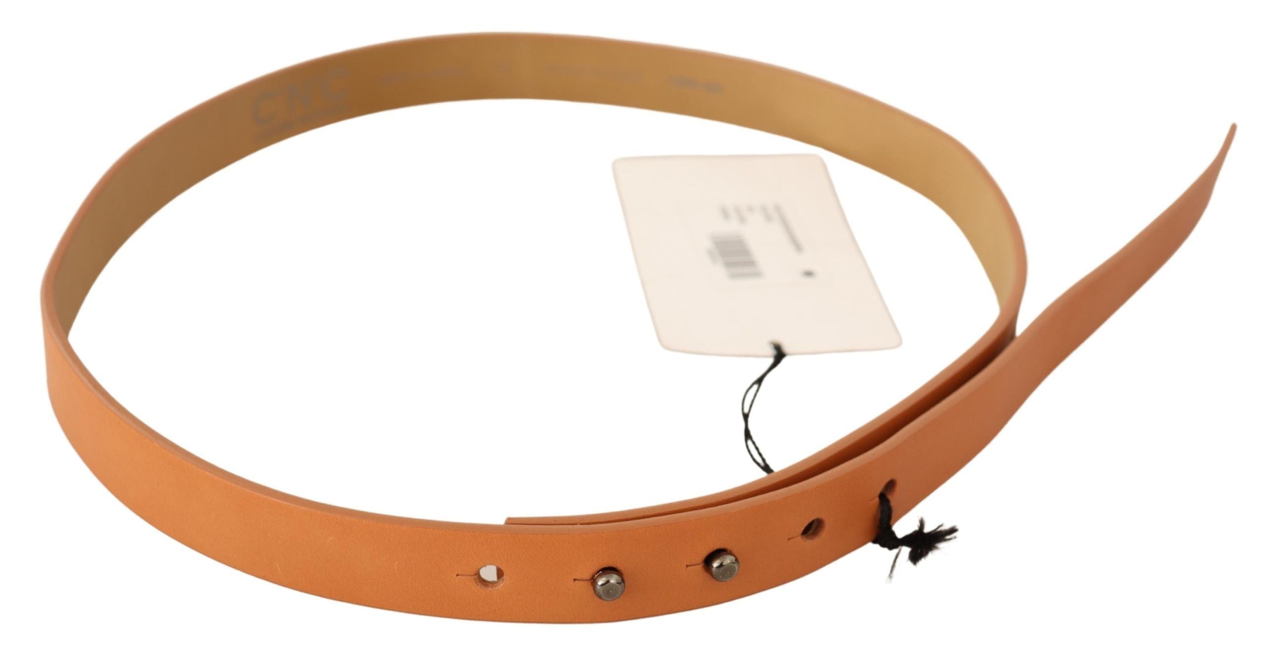 Orange Leather Silver Fastening Belt - 85-cm-34-inches