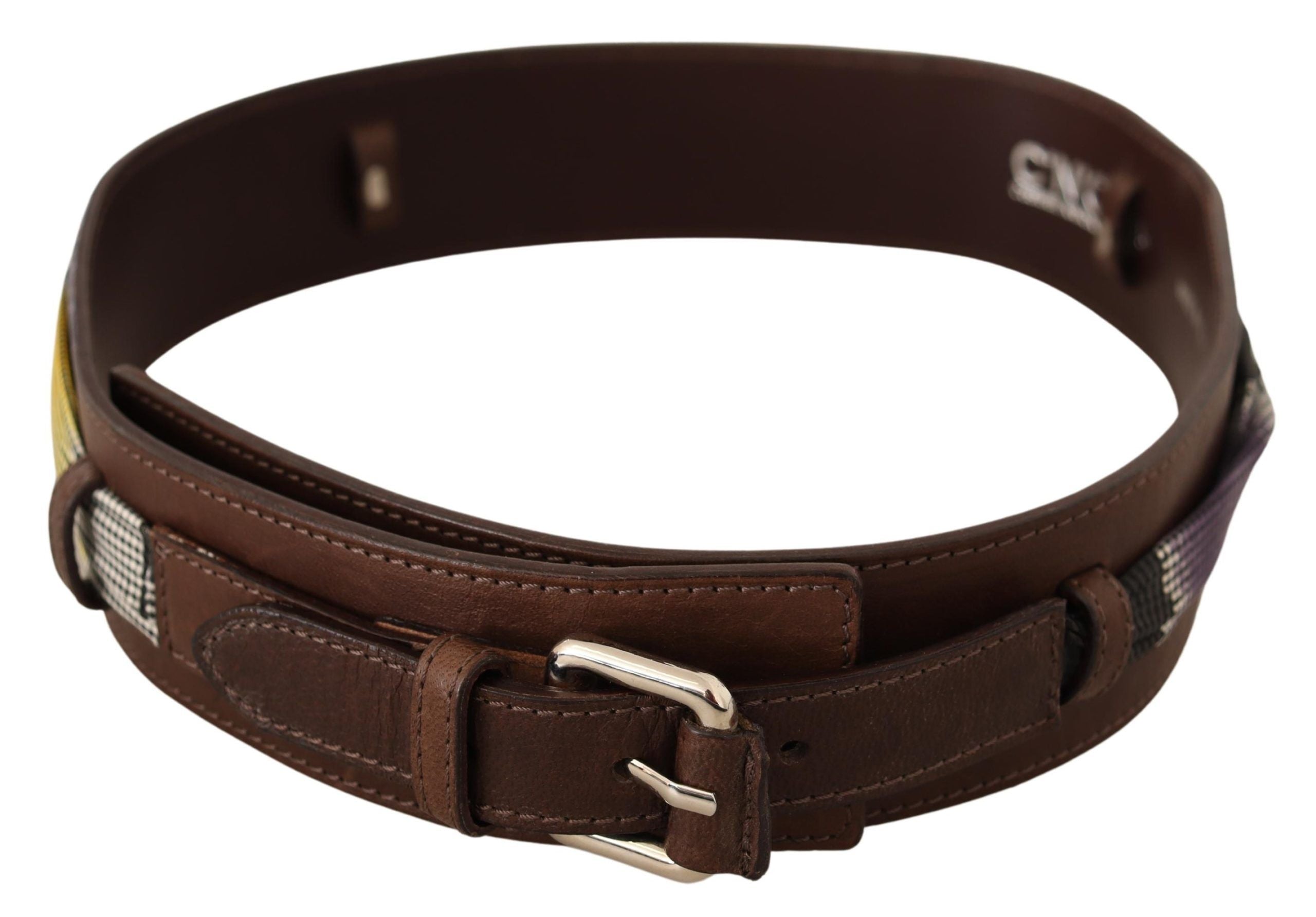 Brown Leather Silver Buckle Belt - 80-cm-32-inches