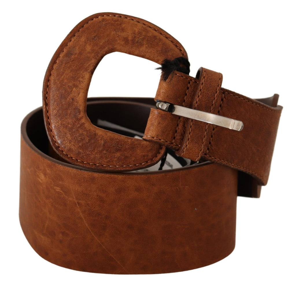 Brown Leather Fashion Waist Buckle Belt - 80-cm-32-inches