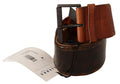 Dark Brown Leather Buckle Waist Belt - 75-cm-30-inches
