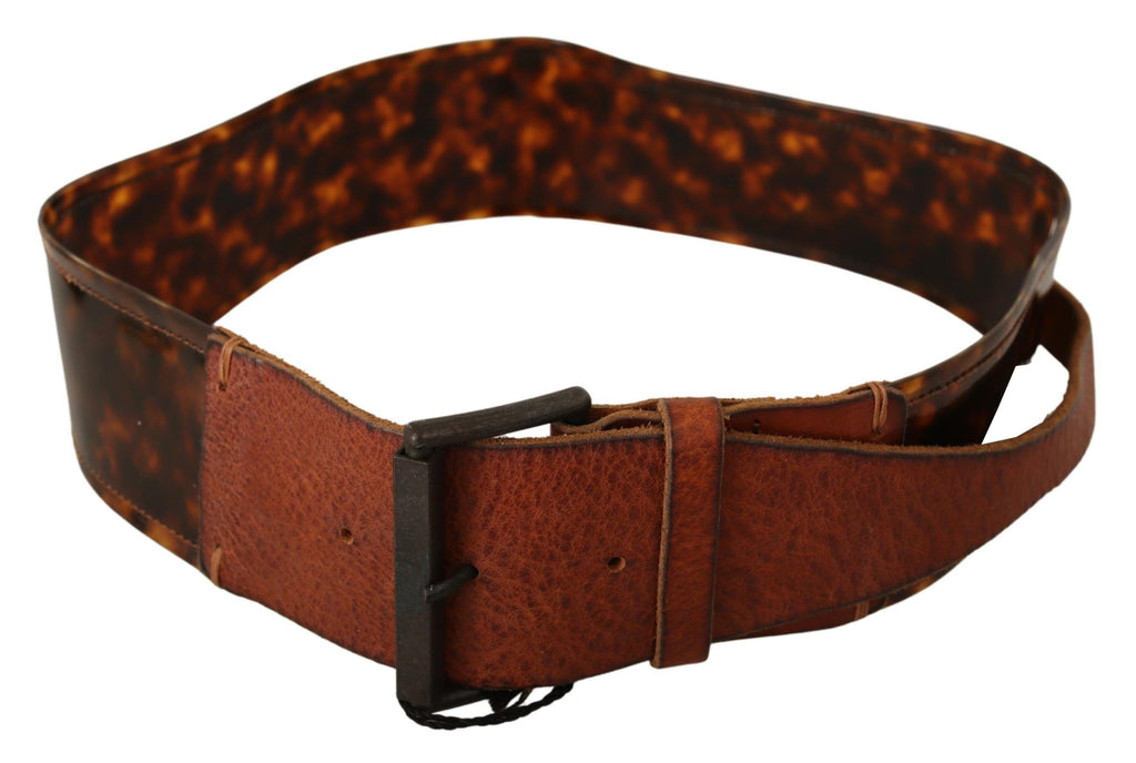 Dark Brown Leather Buckle Waist Belt - 75-cm-30-inches
