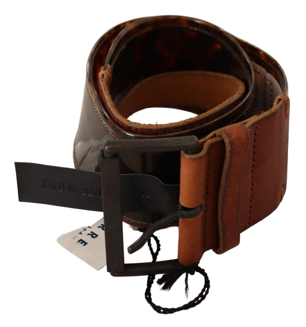 Dark Brown Leather Buckle Waist Belt - 75-cm-30-inches