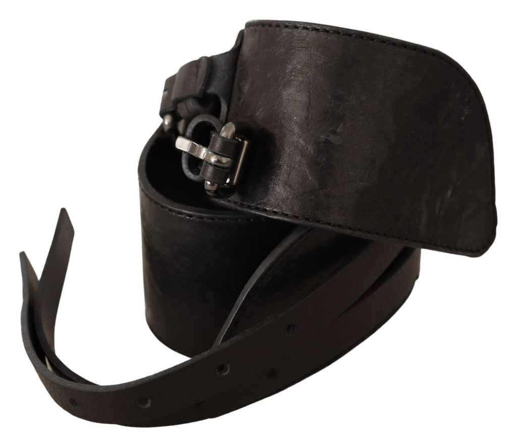 Dark Brown Leather Double Buckle Belt - 70-cm-28-inches