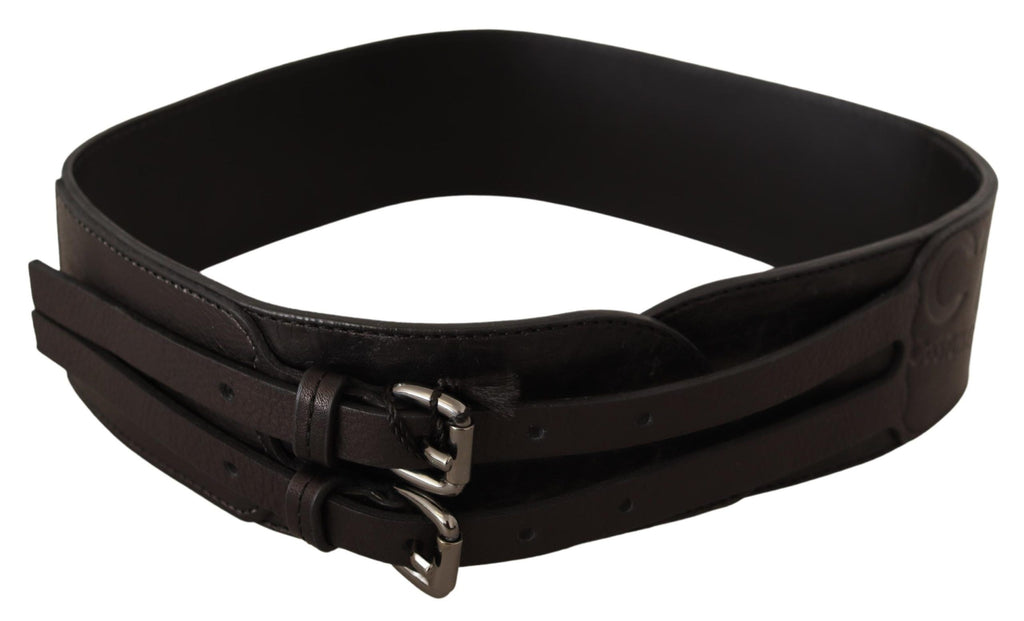Dark Brown Leather Double Buckle Belt - 70-cm-28-inches