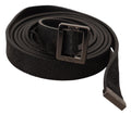 Black Leather Metal Buckle Waist Belt - 85-cm-34-inches