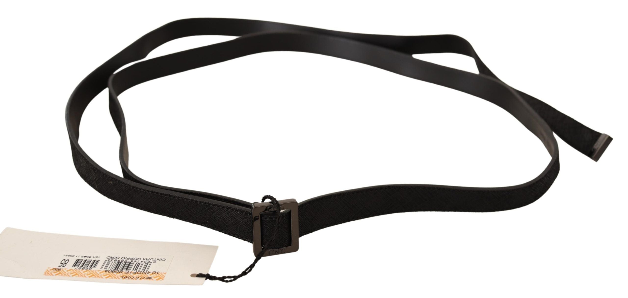 Black Leather Metal Buckle Waist Belt - 85-cm-34-inches