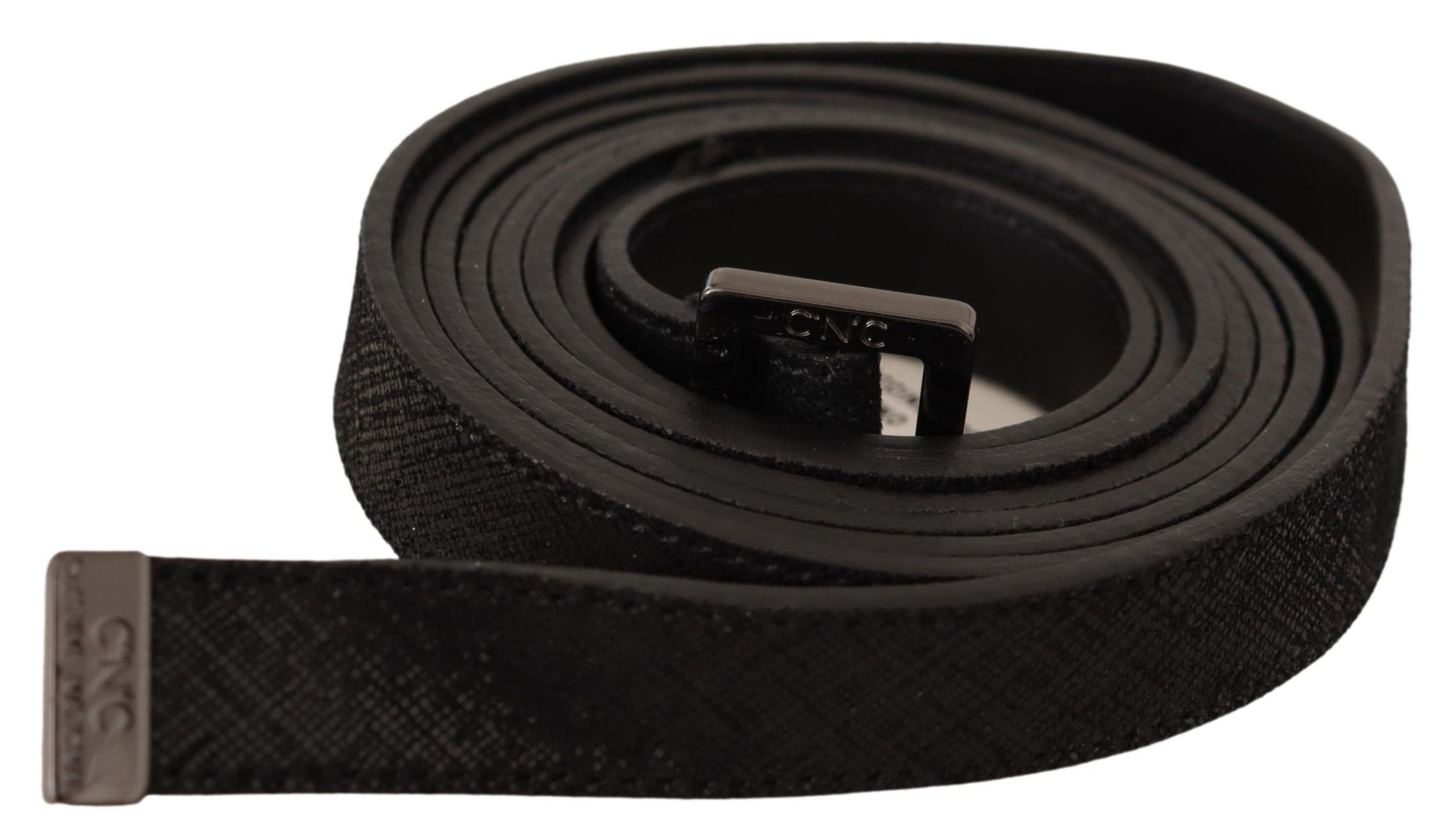 Black Leather Metal Buckle Waist Belt - 85-cm-34-inches