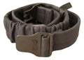 Gray Leather Silver Buckle Waist Belt - 85-cm-34-inches