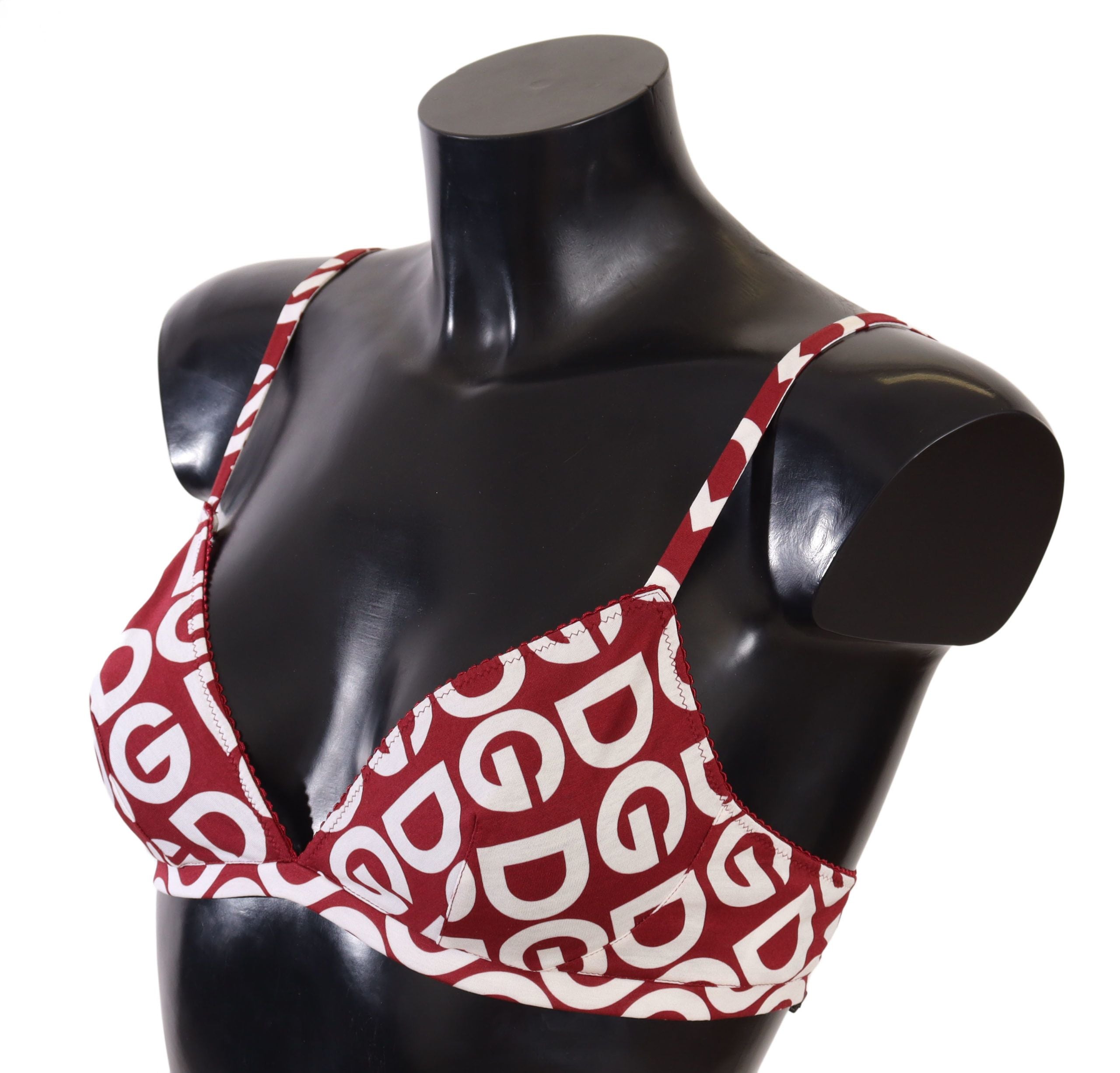 Red White DG Print Non Wire Cotton Bra Underwear - it1-xs