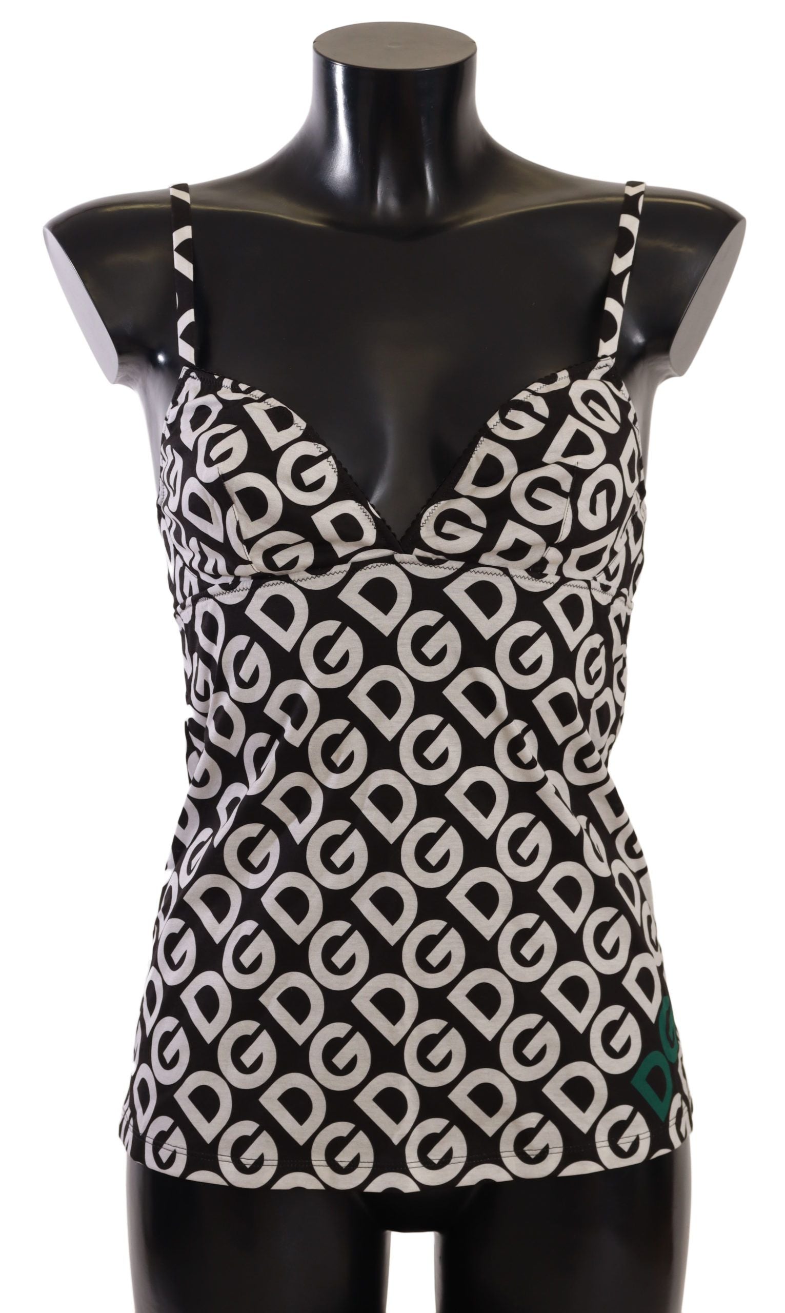 Black White Logo Print Camisole Top Underwear - it2-s