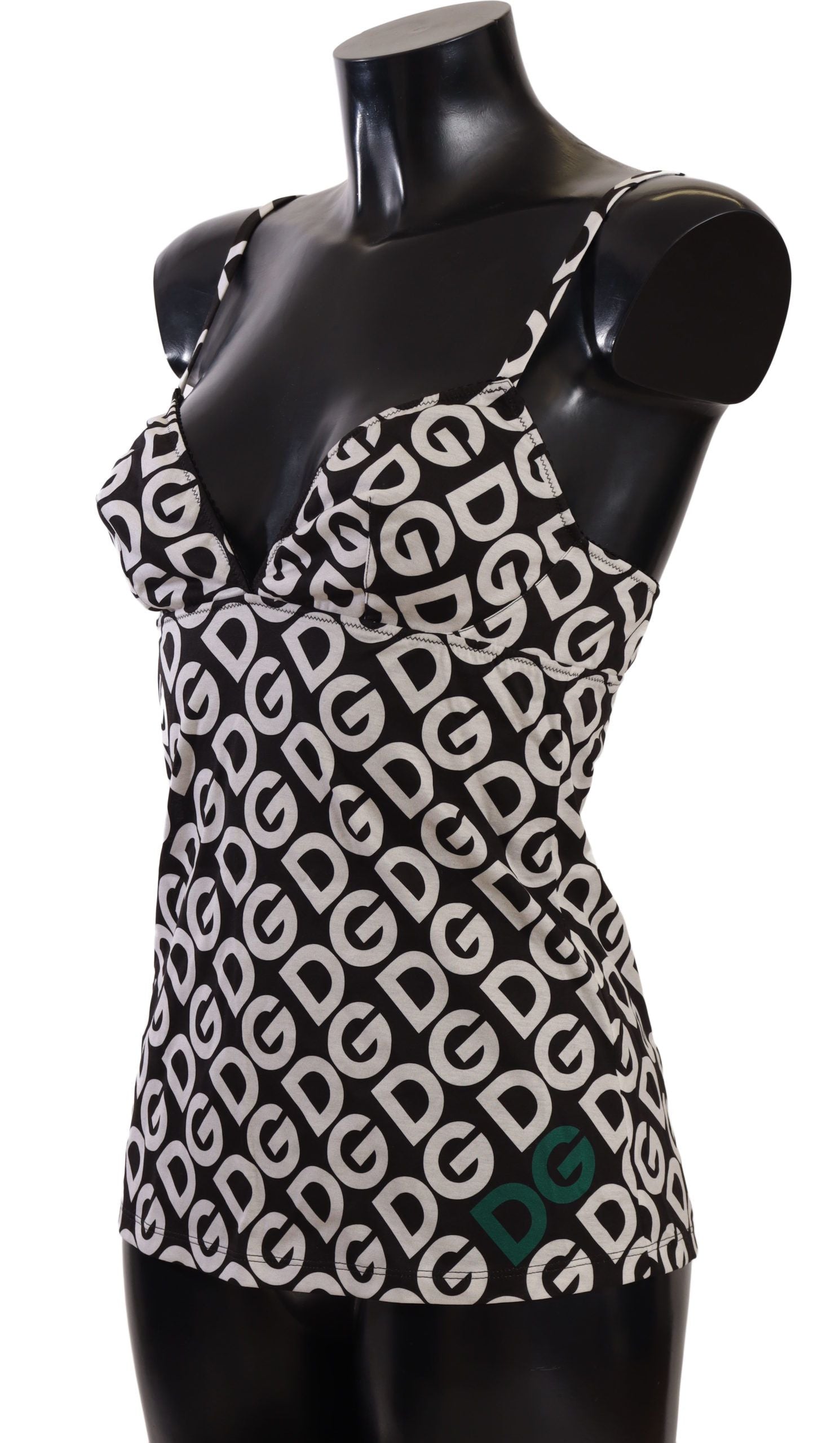 Black White Logo Print Camisole Top Underwear - it2-s
