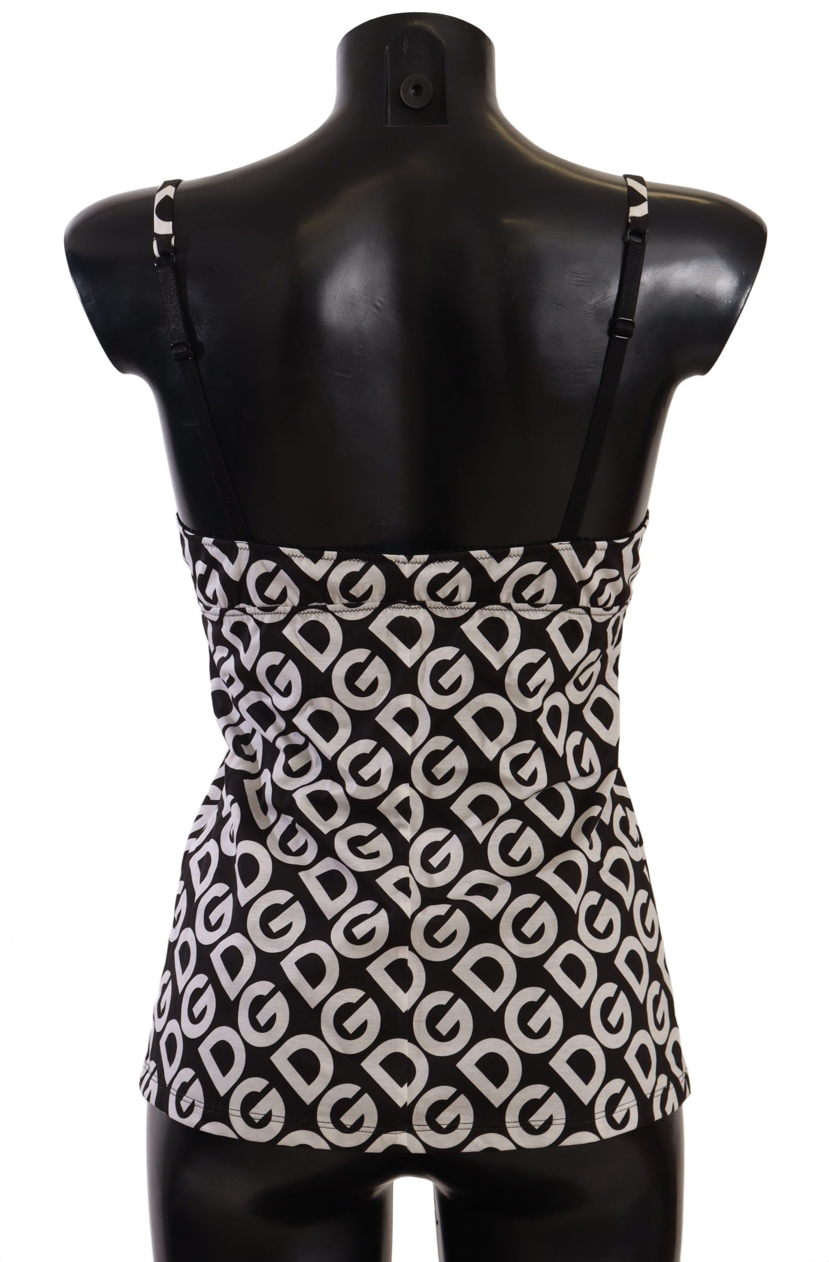 Black White Logo Print Camisole Top Underwear - it1-xs