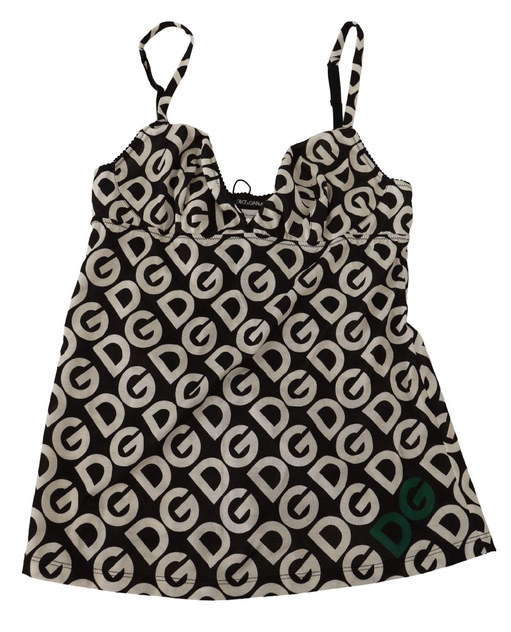 Black White Logo Print Camisole Top Underwear - it3-m