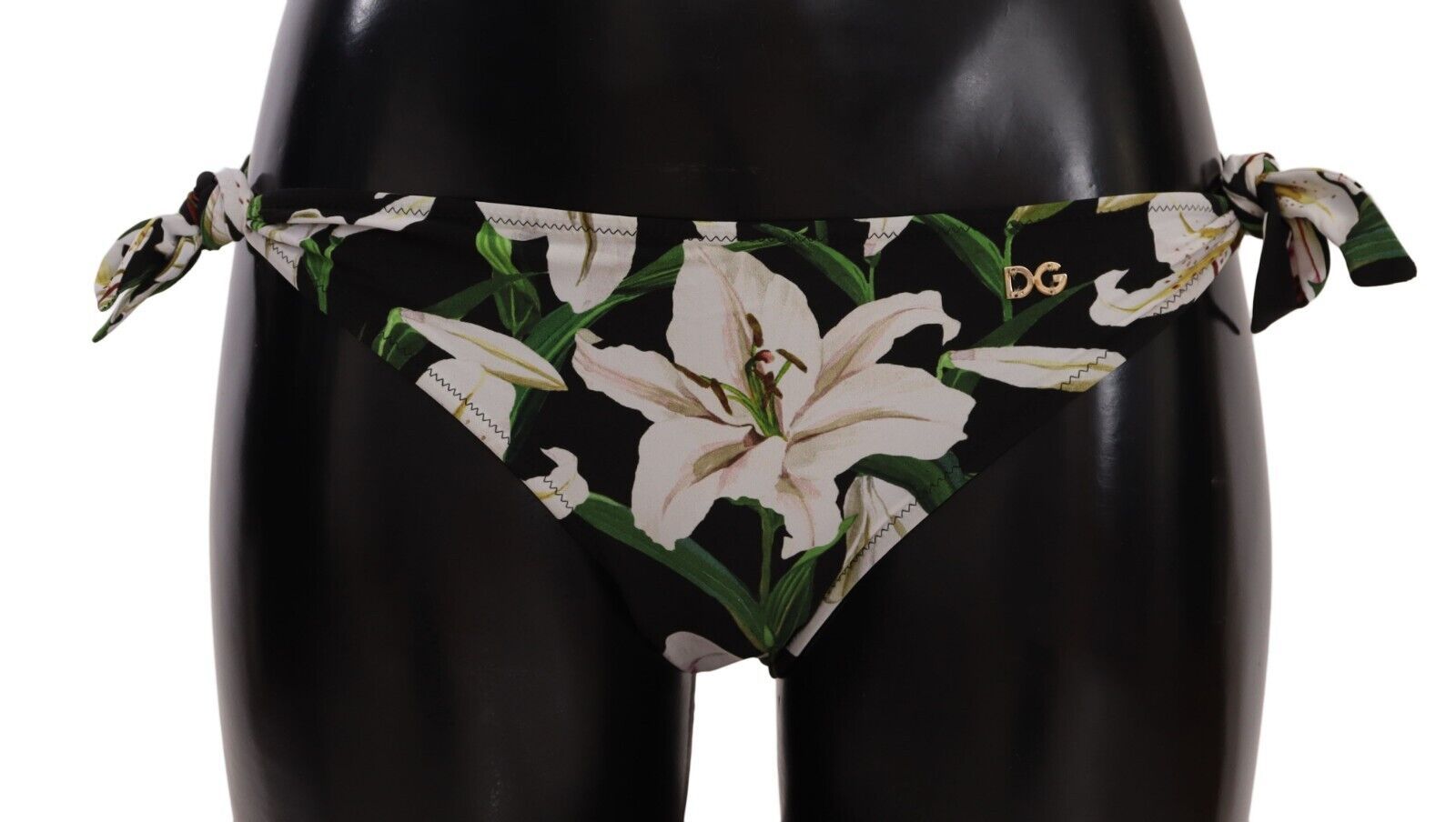 Bikini Bottom Black Lily Print Swimsuit Swimwear - it4-l
