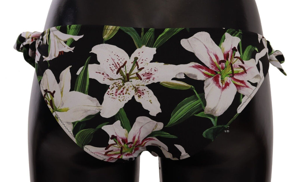 Bikini Bottom Black Lily Print Swimsuit Swimwear - it4-l
