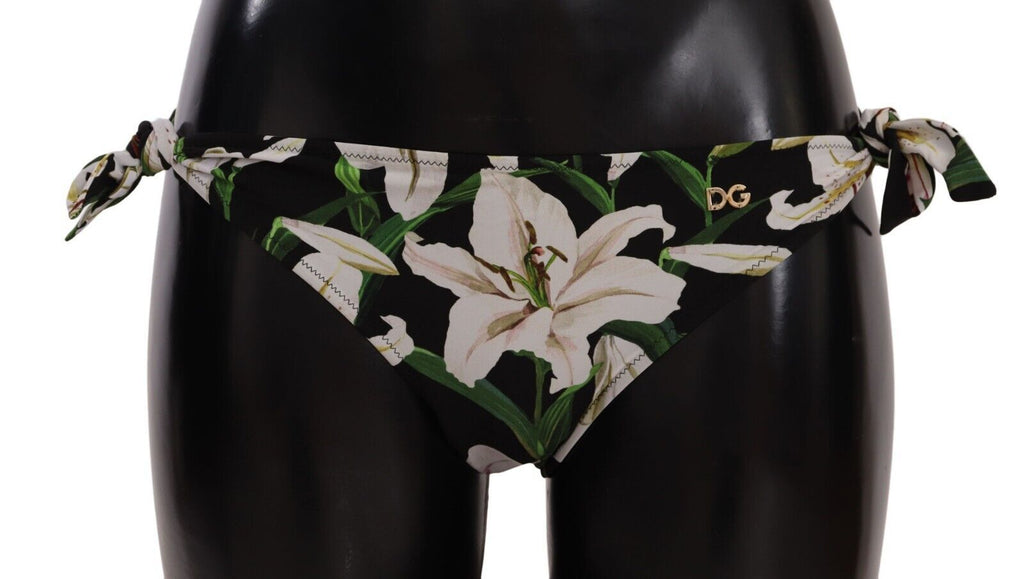 Bikini Bottom Black Lily Print Swimsuit Swimwear - it5-xl
