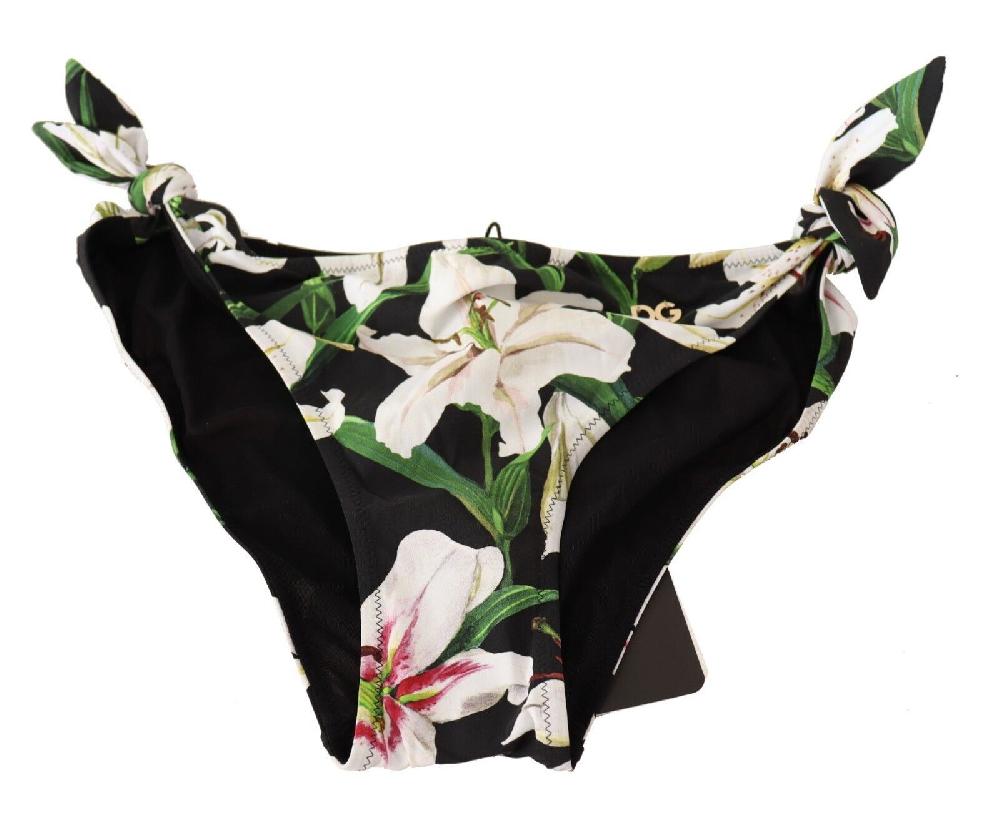 Bikini Bottom Black Lily Print Swimsuit Swimwear - it5-xl