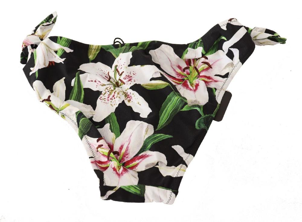 Bikini Bottom Black Lily Print Swimsuit Swimwear - it2-s