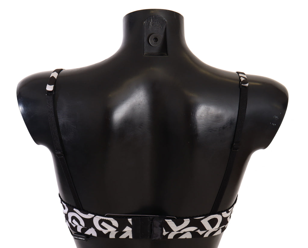 Black White DG Print Non Wire Cotton Bra Underwear - it1-xs