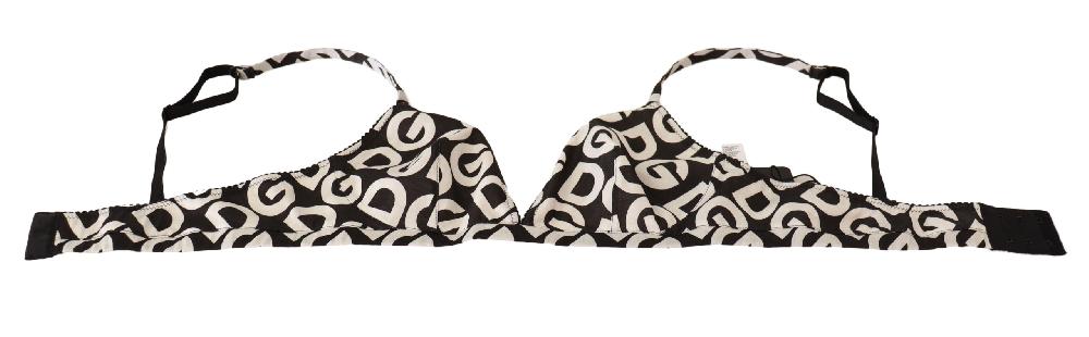 Black White DG Print Non Wire Cotton Bra Underwear - it1-xs
