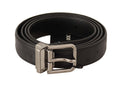 Black Exotic Leather Silver Buckle Belt - 105-cm-42-inches