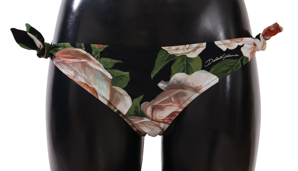 Black Roses Print Swimsuit Bikini Bottom Swimwear - it5-xl