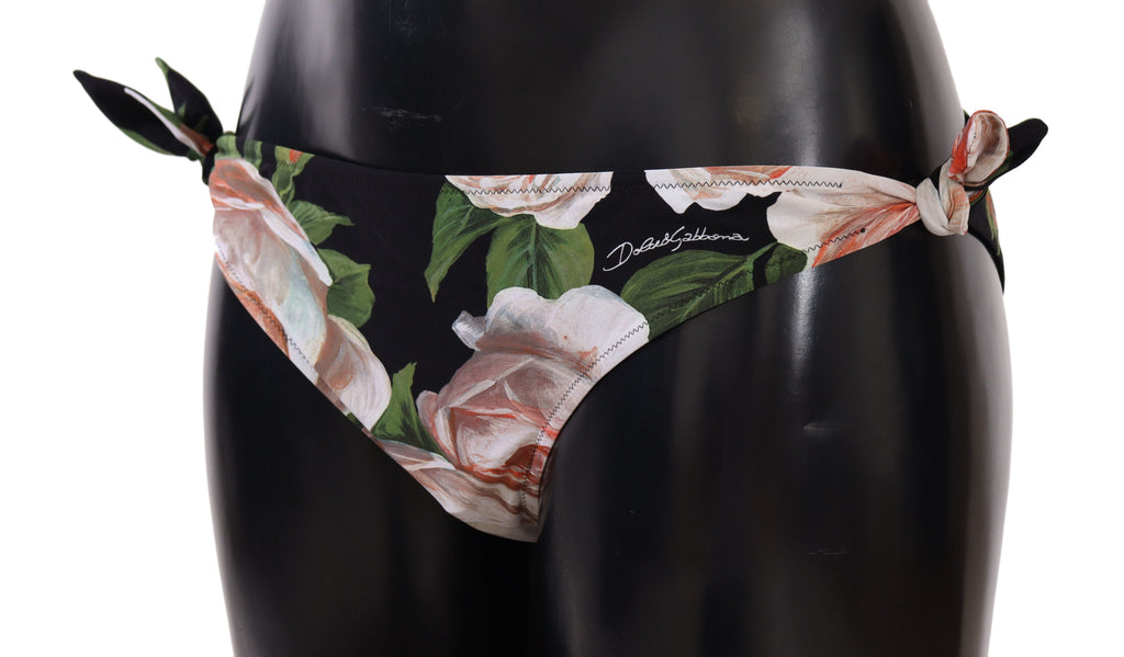 Black Roses Print Swimsuit Bikini Bottom Swimwear - it5-xl